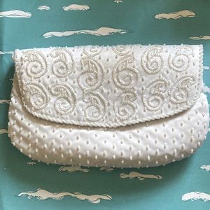 White beaded clutch purse